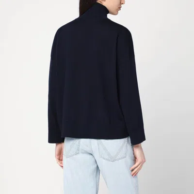 Bottega Veneta Dark Blue Turtleneck Wool Sweater In Black