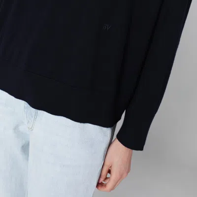 Bottega Veneta Dark Blue Turtleneck Wool Sweater In Black