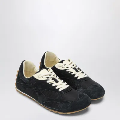 Bottega Veneta Black Suede And Nylon Orbit Flash Sneakers In Blue