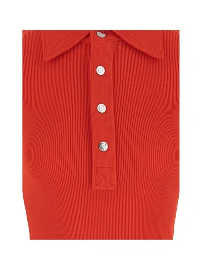 Tory Burch Collared Ribbed Texture Short Sleeves Polo Shirt In Pink