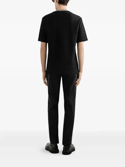 Dolce & Gabbana Cotton Piqué T-shirt With Contrasting Collar In Black