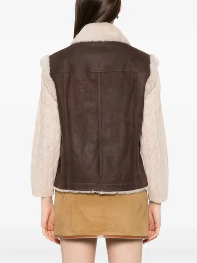 Brunello Cucinelli Sleeveless Shearling Outerwear In Brown