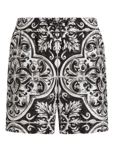 Dolce & Gabbana Printed Bermuda Style Shorts With Elastic Waist