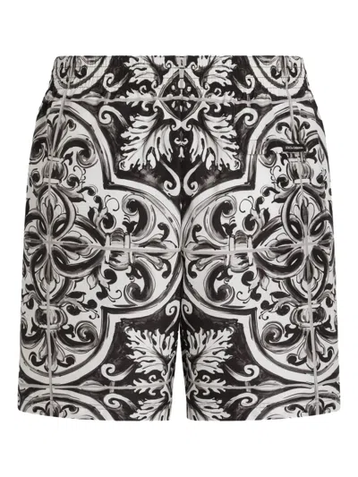 Dolce & Gabbana Printed Bermuda Style Shorts With Elastic Waist