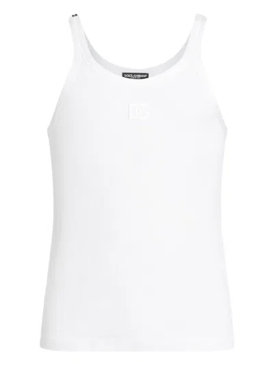 Dolce & Gabbana Dg White Cotton Tank Top