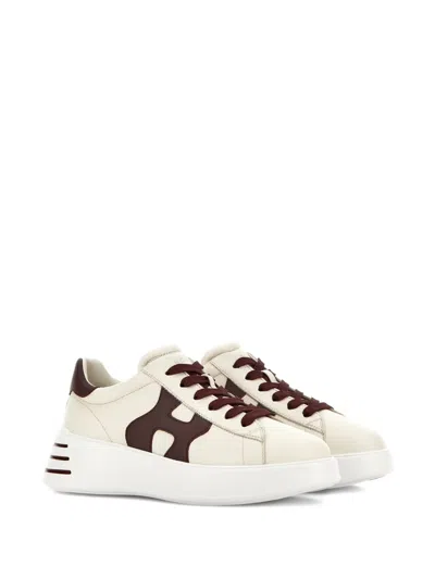 Hogan 'rebel H564' Leather Sneakers In Burgundy