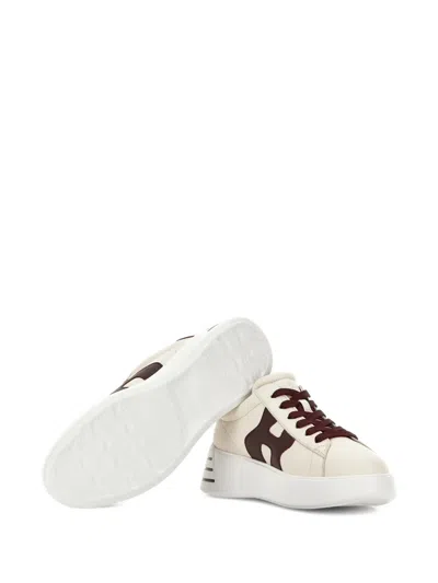 Hogan 'rebel H564' Leather Sneakers In Burgundy