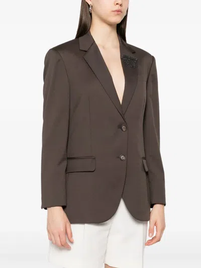 Brunello Cucinelli Single-breasted Brown Blazer
