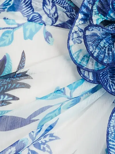 Tadashi Shoji Chw24386l Floral Printed Formal Long Slit Prom Pleated Ruffle Dress