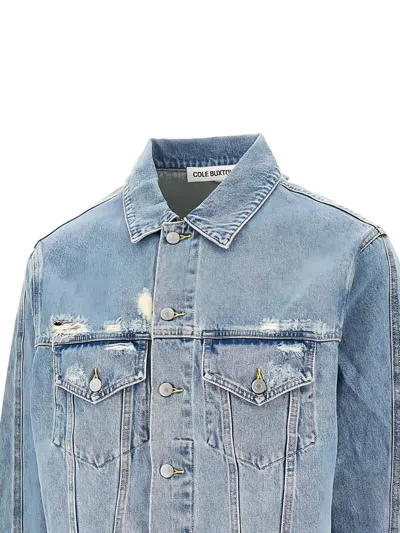 Cole Buxton Distressed Denim Jacket In Blue