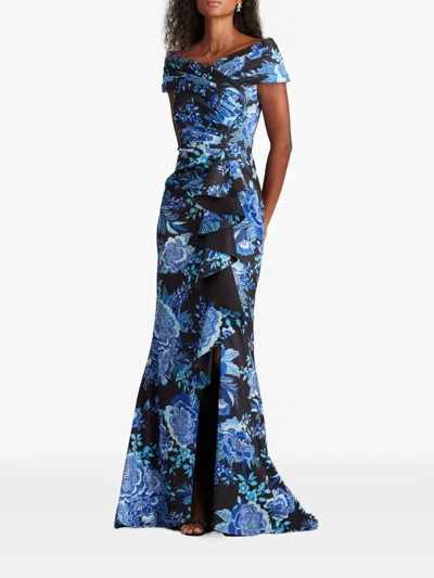 Tadashi Shoji Cii25478l Formal Long Floral Slit Ruffle Dress