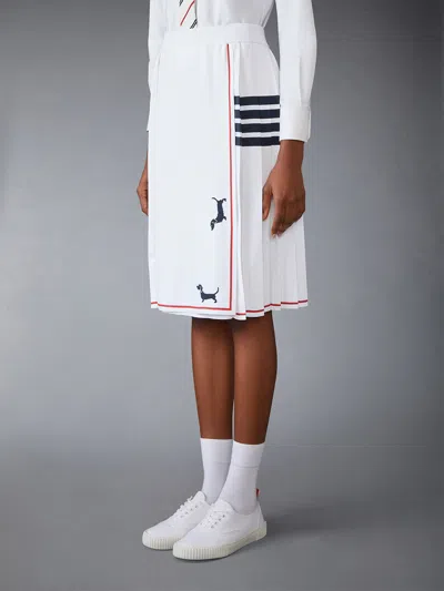 Thom Browne 4-bar Pleated Hector Skirt In White
