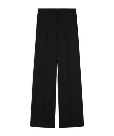 Max Mara Wide-leg Black Trousers In Compact Cady