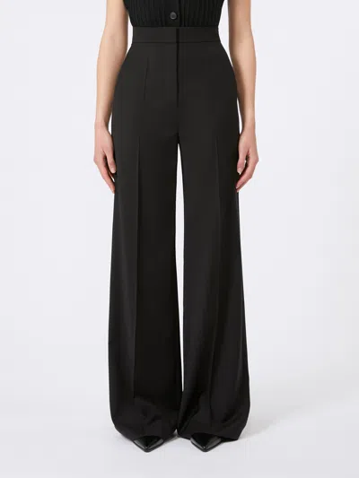 Max Mara Wide-leg Black Trousers In Compact Cady