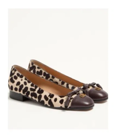 Valentino Garavani Ballerina Leather-trimmed Leopard-print Calf Hair Flats In Multi