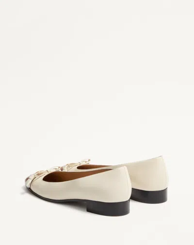 Valentino Leather Vlogo Signature Ballerinas In Neutral