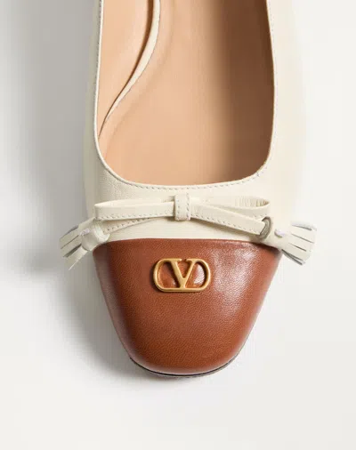 Valentino Leather Vlogo Signature Ballerinas In Neutral