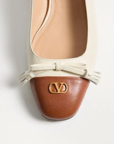 Valentino Leather Vlogo Signature Ballerinas In Neutral
