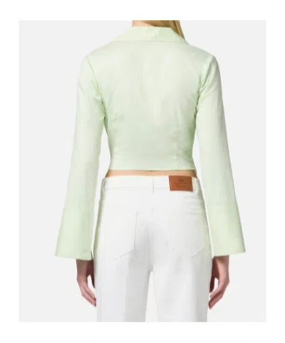 Elisabetta Franchi Satin Cropped Blouse With Draping
