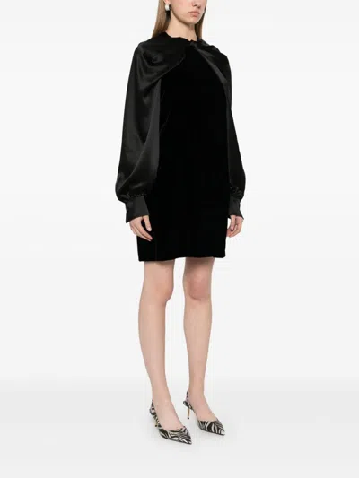 Max Mara Velour Zarella Dress With Satin Balloon Sleeves