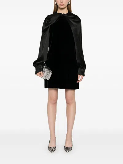 Max Mara Velour Zarella Dress With Satin Balloon Sleeves