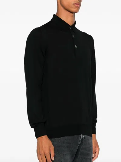 Lardini Black Long-sleeved Sweater In Black