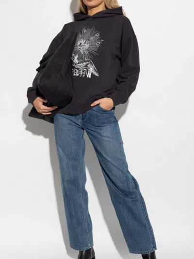 Ganni Isoli Heart Hooded Sweatshirt In Grey