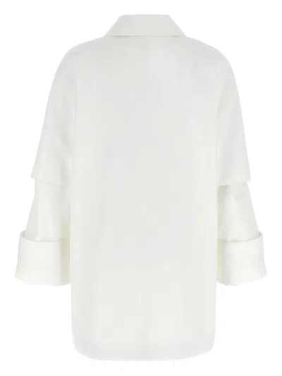 Max Mara Layered Sleeve Coat Featuring Button Detail In White