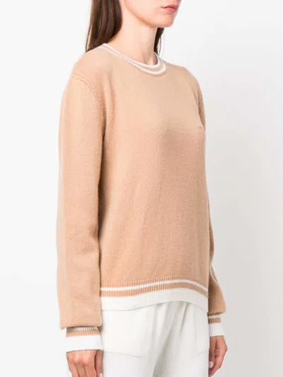 Msgm Emrboidered-logo Wool-cashmere Blend Jumper In Nude