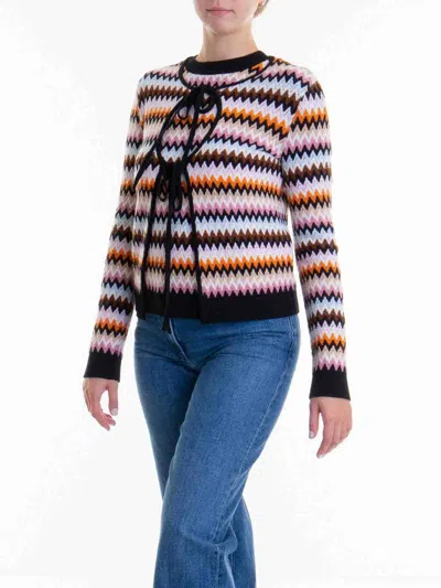 Missoni Striped Wool Knit Self-tie Cardigan In Multi