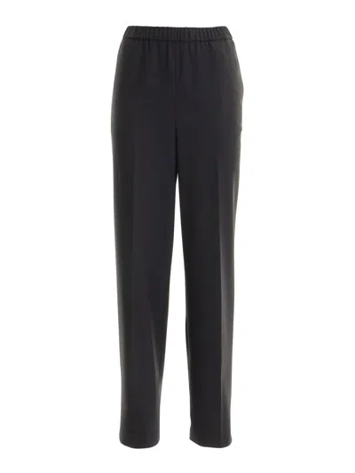 Fabiana Filippi Black Loose Pants With Toanl Elastic Waistband In Viscose