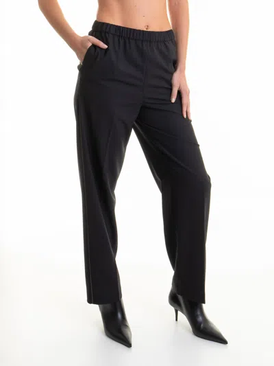 Fabiana Filippi Black Loose Pants With Toanl Elastic Waistband In Viscose