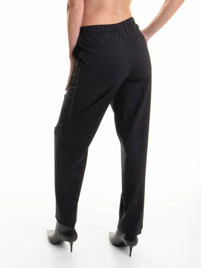 Fabiana Filippi Black Loose Pants With Toanl Elastic Waistband In Viscose