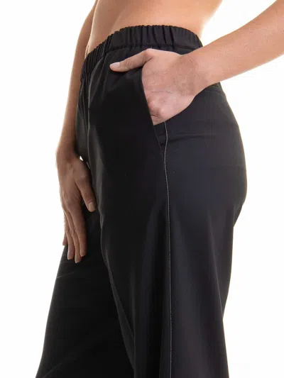 Fabiana Filippi Black Loose Pants With Toanl Elastic Waistband In Viscose