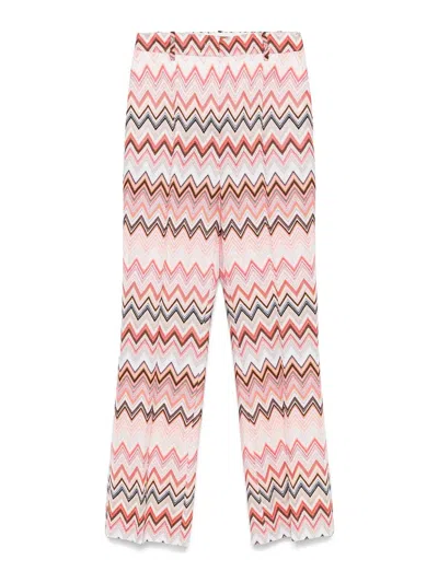 Missoni Flared Zigzag Pattern Trousers With Soft Texture