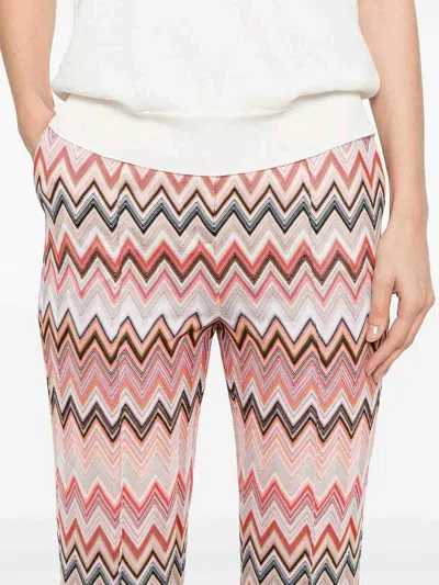 Missoni Flared Zigzag Pattern Trousers With Soft Texture