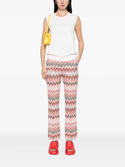 Missoni Flared Zigzag Pattern Trousers With Soft Texture