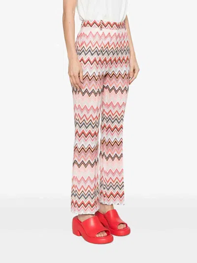 Missoni Flared Zigzag Pattern Trousers With Soft Texture