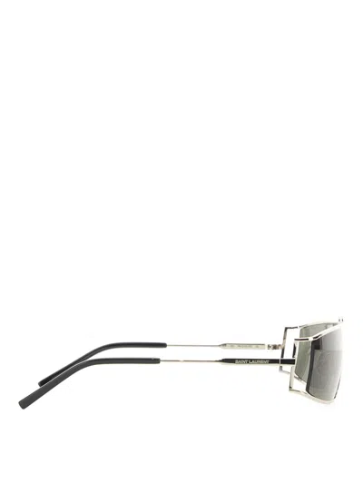 Saint Laurent Rectangular Metal Frame Sunglasses Sl 606 In Green