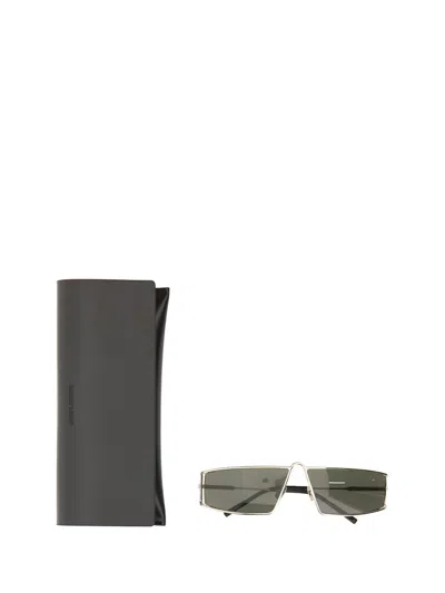 Saint Laurent Rectangular Metal Frame Sunglasses Sl 606 In Green