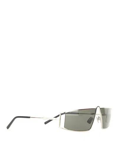 Saint Laurent Rectangular Metal Frame Sunglasses Sl 606 In Green