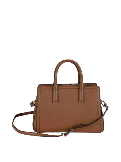 Michael Kors Brown Handbag With Metallic Lettering Logo And Pendant On The Front In Leather Woman