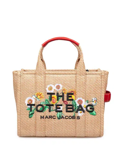 Marc Jacobs The Medium Tote Bag In Raffia With Embroidery In Multi