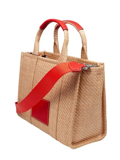 Marc Jacobs The Medium Tote Bag In Raffia With Embroidery In Multi