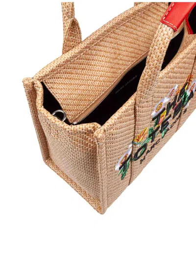 Marc Jacobs The Medium Tote Bag In Raffia With Embroidery In Multi