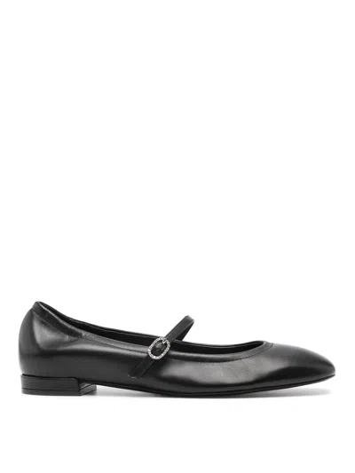 Stuart Weitzman Mary Jane Claris Ballet Flats With Cuir Sole In Black
