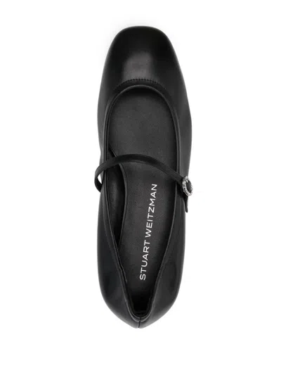 Stuart Weitzman Mary Jane Claris Ballet Flats With Cuir Sole In Black