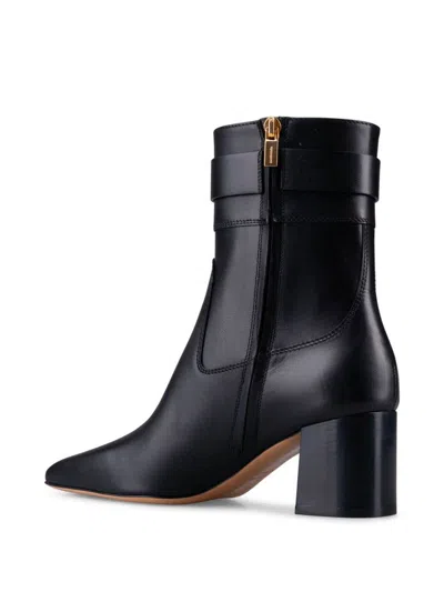 Ferragamo Gancini Leather Ankle Boots In Black