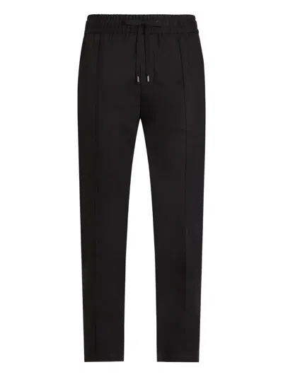 Dolce & Gabbana Straight Leg Trousers Crease Detailing Pockets In Black
