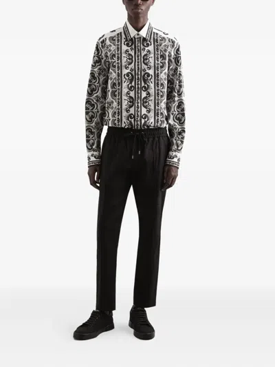 Dolce & Gabbana Straight Leg Trousers Crease Detailing Pockets In Black